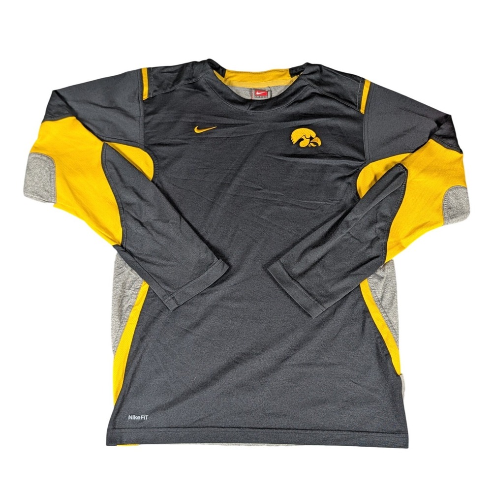 Nike Team Iowa Hawkeyes NikeFIT DRY Long Sleeve Training Shirt Black Gold Grey